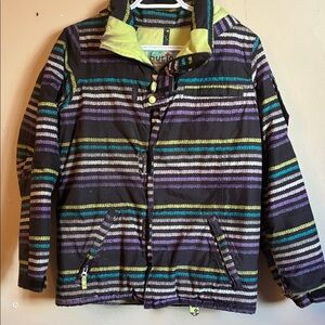 Burton Kids Striped Puffer Jacket - Purple, Green, Black